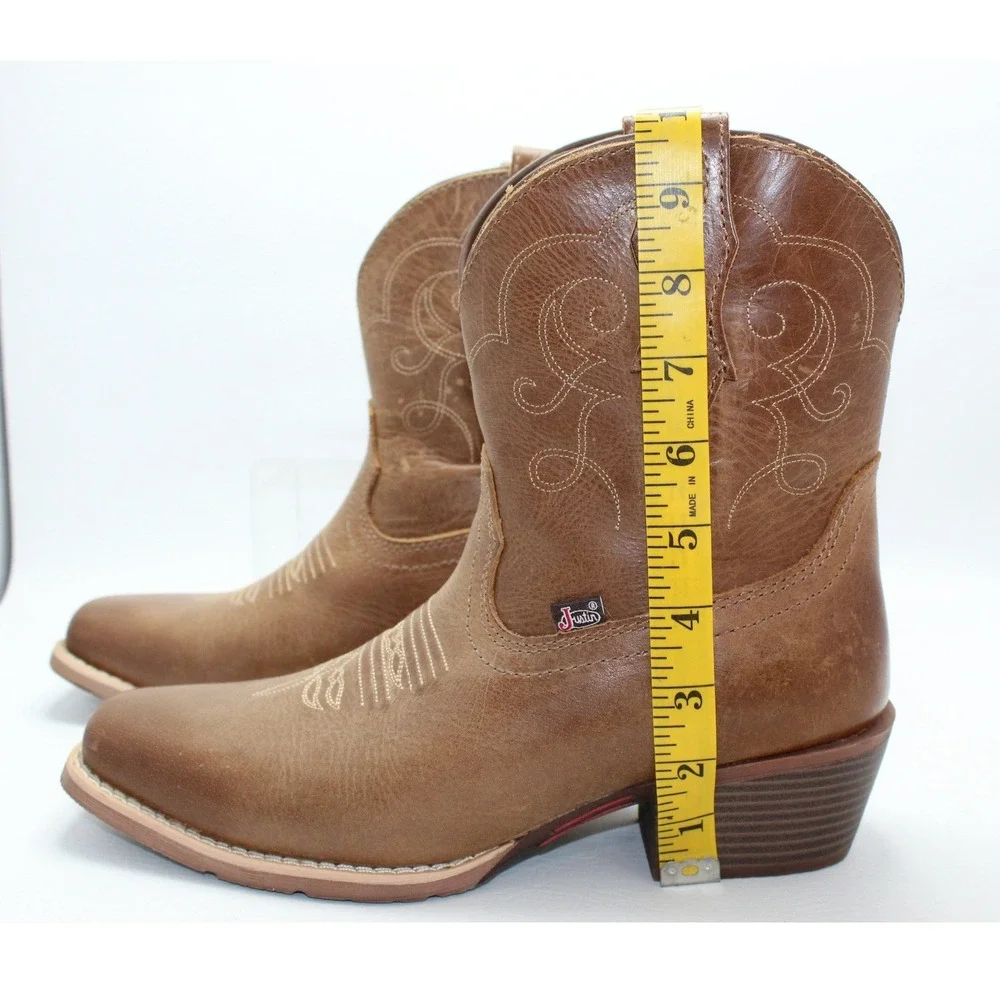 Justin Gypsy Womens Tan Leather Square Toe Western Cowgirl Boots GY9510 Size 10B